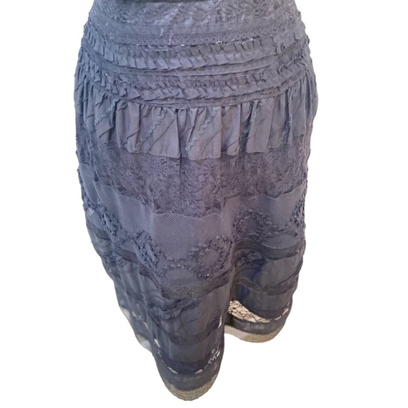 Robin Jordan black lace strapless dress with lined full skirt back zip size 2 - Picture 6 of 12